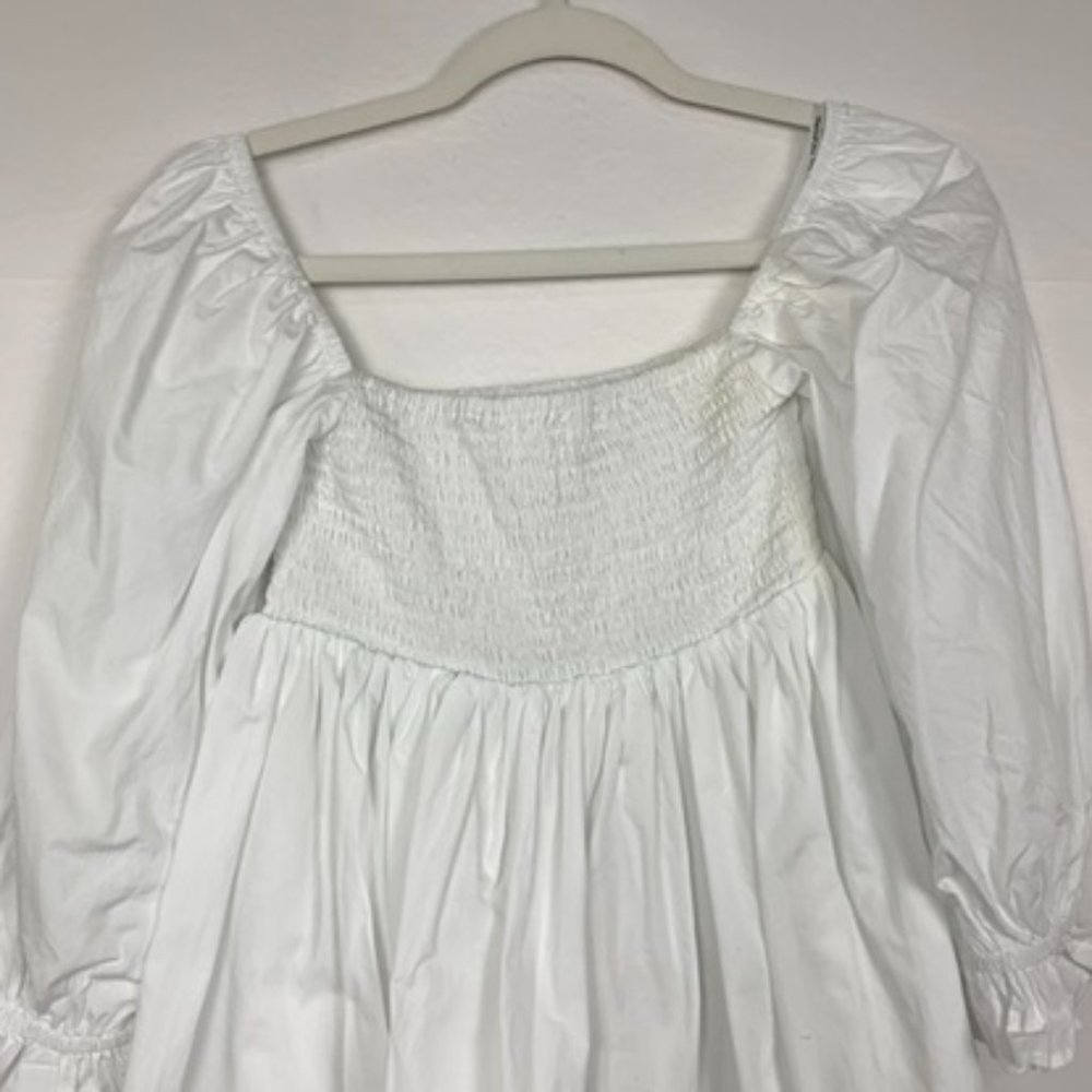 NWT Faithfull The Brand Arles Square Neck Puff Sleeve Mini Dress White Small - Picture 5 of 11